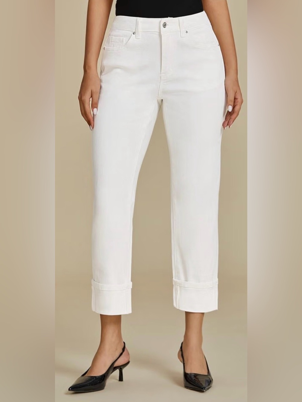 Luvamia High Rise Straight Leg Cuffed Jeans